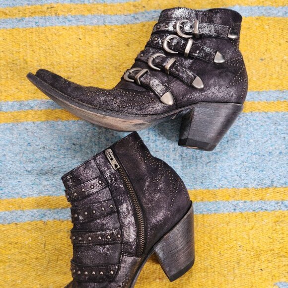 Old Gringo Boots Ankle Western Cowboy Studded Distressed Roxy Slip On Black 8 - Picture 4 of 8